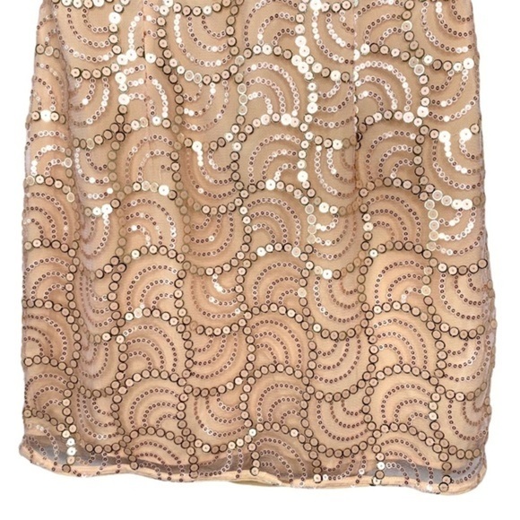 About Us Revolve Jane Sequin Mini Dress Disco Gatsby Gold Glamour Peach NWT - Picture 5 of 16